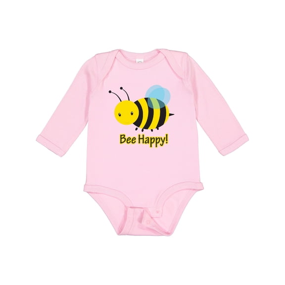 Inktastic Bee Happy Boys or Girls Long Sleeve Baby Bodysuit