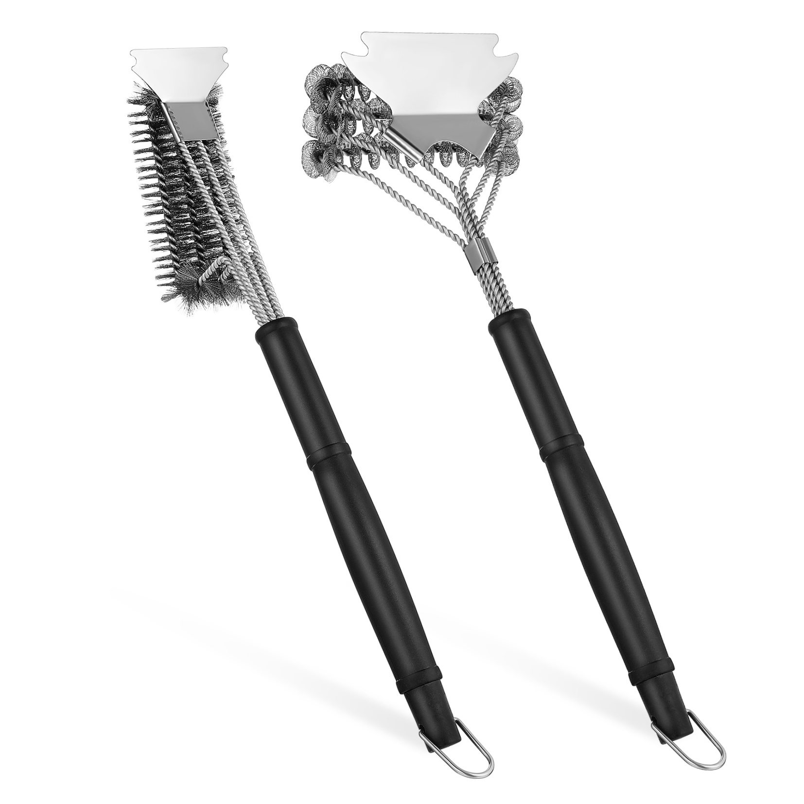 Mobestech 2-Pack Outdoor Grill Brush Set with Steel Wire Bristles and Strong Polypropylene Handle for Easy Cleaning