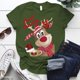 thumbnail image 1 of Camiseta con estampado navideño de renos y buenos días para mujer, camiseta navideña con estampado bonito, S-5XL divertida y bonita, camiseta navideña para mujer, 1 of 4