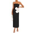 thumbnail image 1 of Vestido largo bodycon sin tirantes ZESICA floral negro L, 1 of 8