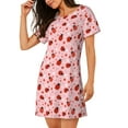 thumbnail image 2 of Kdxio flowers and ladybugs Pattern Womens Short Sleeve Sleepshirt Scoopneck Cute Nightdress Ruffle Comfy Nightgown, 2 of 6