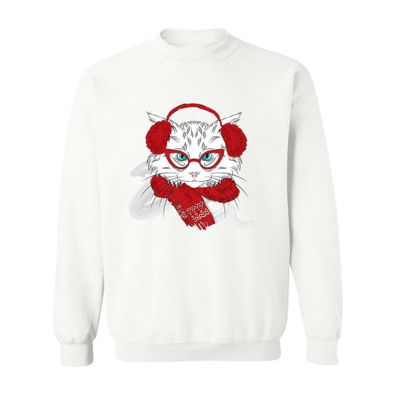 Cat In The Winter Clothes Sweatshirt Women -Image by Shutterstock, Female Medium