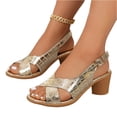 thumbnail image 5 of HTHLVMD Vacation Sandals for Women, Summer Sandals Women, Party Casual Shoes, Platform Sandals for Women Wide Width Chunky Heel Comfort Cushion Summer Outdoor Womens Shoes Casual Shoes, Gold 5.5, 5 of 5