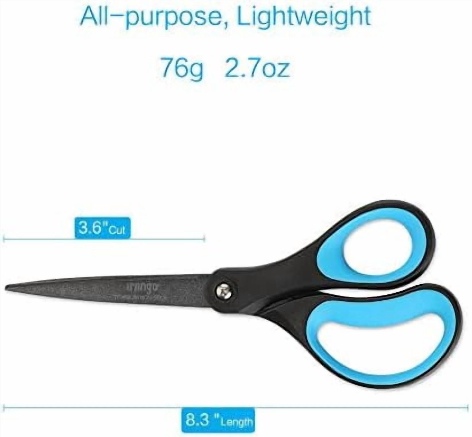 YNGLLC 2 Pack 8" Titanium Non-Stick Scissors, Professional Stainless Steel Comfort Grip, All-Purpose, Straight Office Craft Scissors for DIY(Blue/Black)