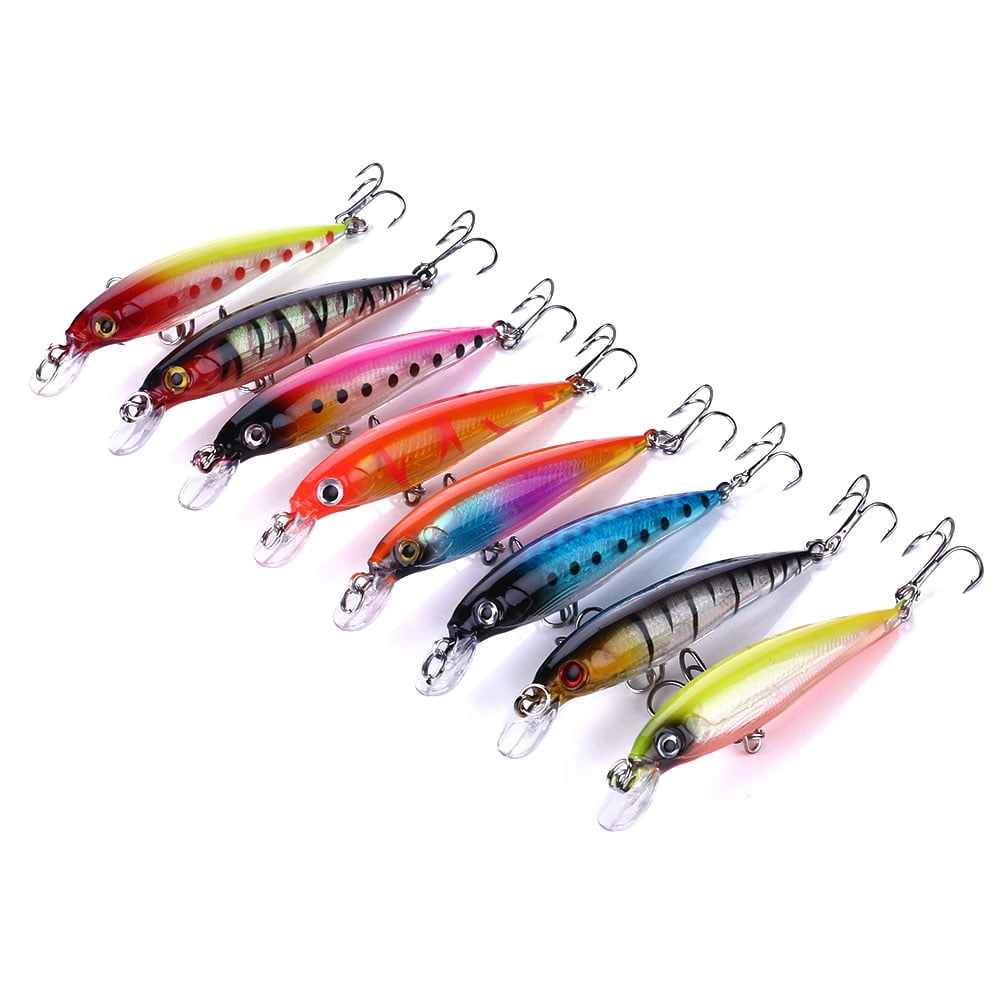 HENGJIA Minnow Bass Fishing Lures - Jerkbait Lure Set Hard Baits Crankbait for Catfish Trout Walleye Fishing Bait 8Pcs