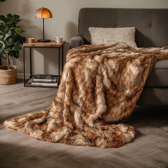 Barara King 540GSM Heavy Faux Raccoon Fur Blanket Ultra Plush Fluffy Throw with Cozy Warmth for Bed Couch Sofa Bedroom Living Room All Season Use, Yellow