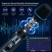 JYX Dual Wireless Microphone, Handheld Wireless Bluetooth Karaoke Microphone with Rechargeable Receiver, Metal Professional Dynamic Microphone for Singing, Speech, U60
