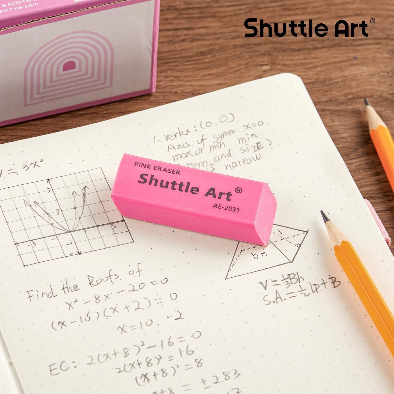 Pink Erasers, Shuttle Art 120 Pack Pink Erasers Bulk for Office, Latex-Free Soft Erasers as Office Supplies