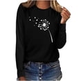 thumbnail image 1 of Pullover à Capuche en polyester à Manches Longues Col Rond Imprimé Léger pour Femmes (Noir, 3TG), 1 of 3