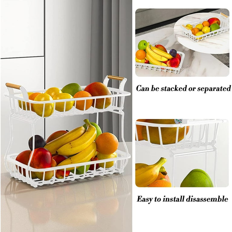 Wall Mounted Metal Dish Drying Rack Fruit Vegetable Storage Basket