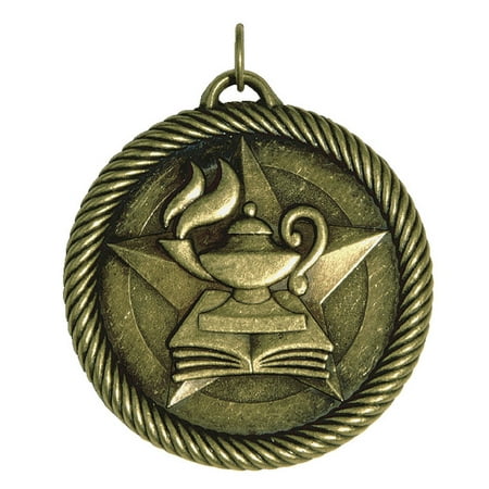 Solid Dice Hammond & Stephens Multi-Level Dovetail/Lamp of Knowledge Value Medal, 2 in, Solid Die Cast, Bronze ()