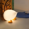 thumbnail image 2 of Luz nocturna de pato PP, lámpara de noche ajustable, recargable por USB, control táctil, lámpara de noche con apagado automático y soporte para teléfono con pies encantadores, lindos regalos, 2 of 5