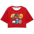 thumbnail image 4 of TSADFHJI Hauts Mignons pour Femmes Automne Crop Tops Décontractés Mode Imprimé Col Rond Manches Courtes T-Shirt TG Rouge, 4 of 4