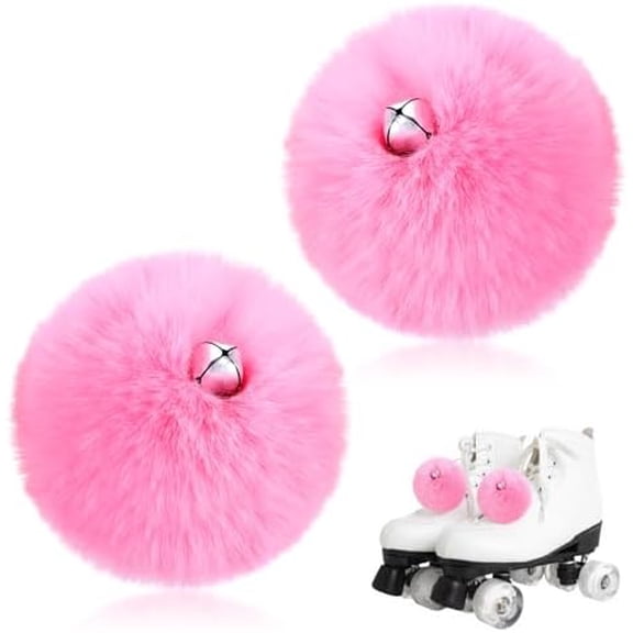 2 Pieces Roller Skate Pom Poms with Bells,Fluffy Tie-On Skates Pom Poms Roller Skate Accessories for Women Quad Rollers Skates Decoration,Pink$$Sport & Recreation Other