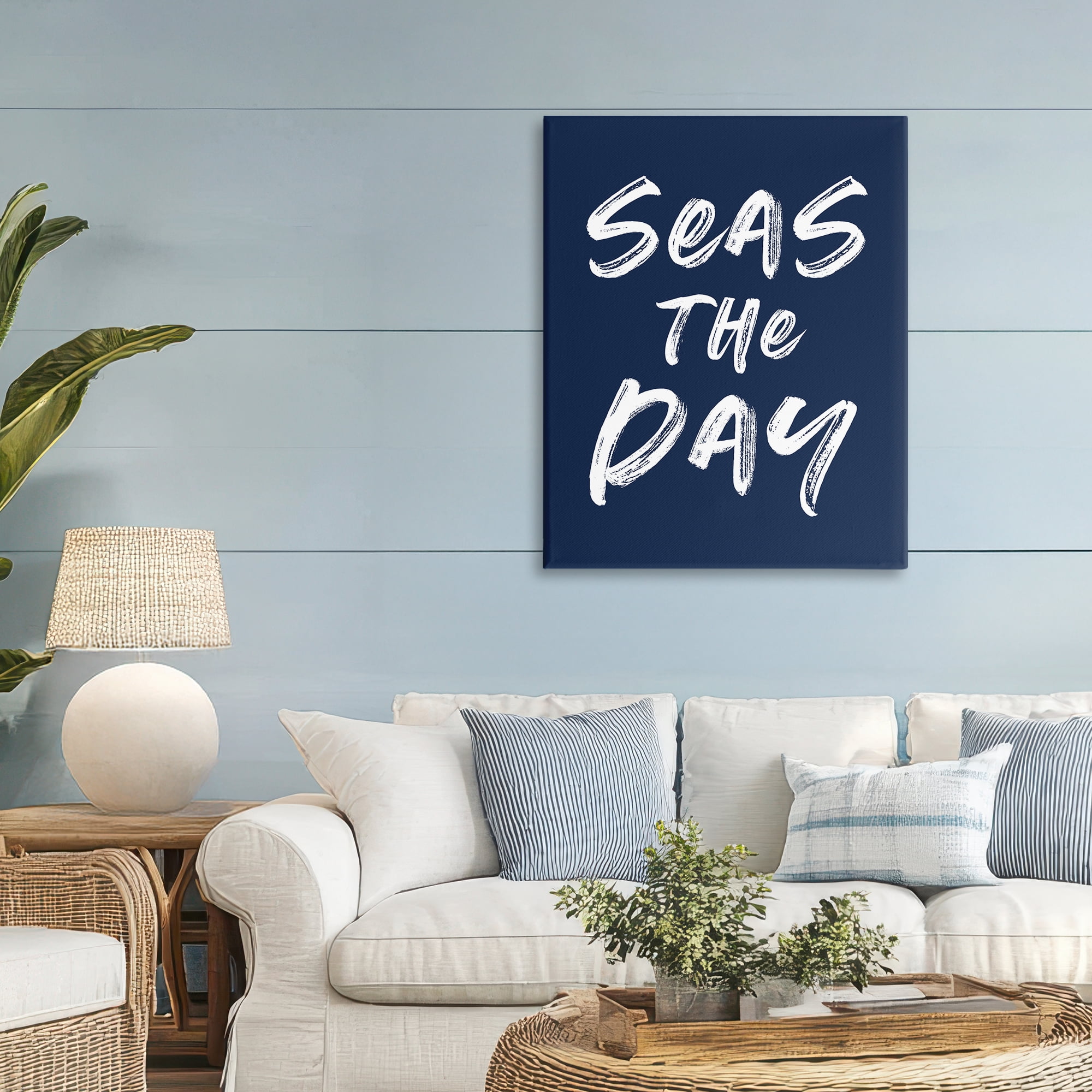 Seas The Day Sentiment Canvas Wall Art, design by Lettered and Lined