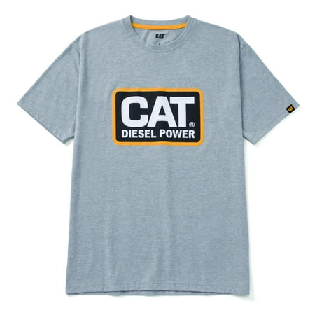 CAT Caterpillar Men's Diesel Power Short Sleeve Classic Fit Short Sleeve T-Shirt, Heather Grey Yellow, Medium