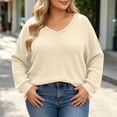thumbnail image 2 of Enjoytime Plus Size Tops for Women Trendy Knit V-Neck Long Sleeve Shirts Loose Casual Fashion Fall Clothes 2026, 2 of 6