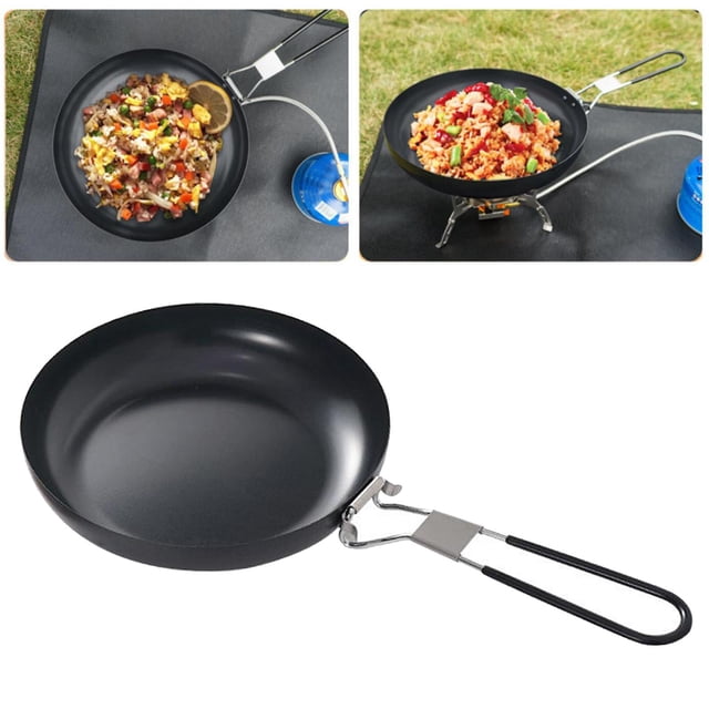 Picnic Camping Cookware Frying pot Frypan Lightweight , Black, 9''
