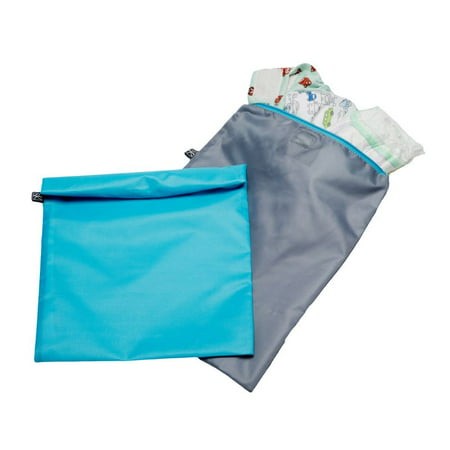 J.L. Childress Wet-to-Go Portable Wet and Dry Bags for Baby Diapers, Clothes or Swimsuits, 2-Pack,