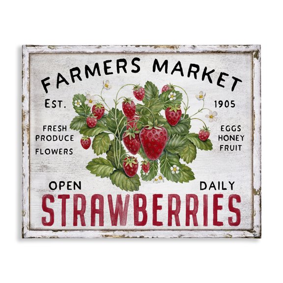 Stupell Industries Rustic Lodge Farmers Market Strawberries Canvas Art, 20 x 16, by Creatif Belle