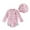 Pink, variant on Infant Girl Swimsuit Girls Long Sleeve Swimsuit Romper With Hat Bathing Suit Beach Rash Guard for Kids 18-24 Months
