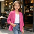thumbnail image 2 of CPNG Girls' Cropped Blazer Casual and Elegant Loose Suit Jacket Kids School Uniform Lightweight Slim Fit Jacket, 2 of 9