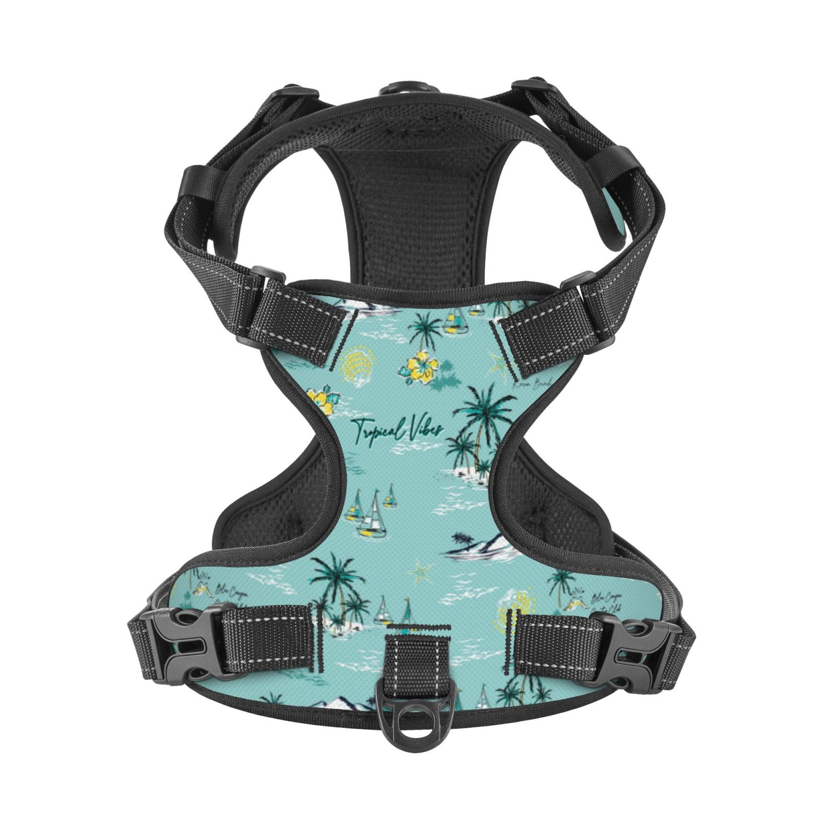 Kdxio Hawaiian Style Print No Pull Dog Harness Adjustable Reflective Oxford Easy Control Medium Large Dog Harness for Training and Everyday-Medium