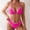 Hot Pink, variant on Women's Summer Halter Solid Textured High‑Cut Backless Bikini Swimsuit Set Beach Vacation Essential Outfit Hot Pink S