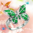 thumbnail image 2 of BAYAIXZ Wedding Rings for Woman Retro Color Butterfly Shape Zircon Rings Women Fashion Trend Full Butterfly Ring Ladies Jewelry Diamond Rings for Women Size 5 11 Womens Ring (Green,11), 2 of 3