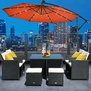 Costway 10' Orange Fixed Round Market Patio Umbrellas, Crank Lift