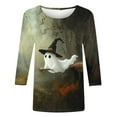 thumbnail image 4 of Kilaqueen Halloween Shirts for Women 3/4 Sleeve Crew Neck Funny Print Halloween Costumes Tunic Tops Vintage Festival Tops, 4 of 5