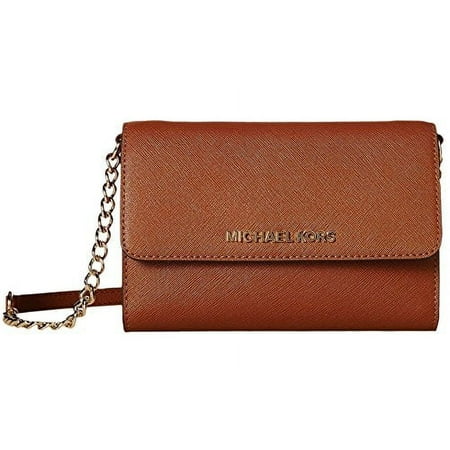 New Michael Kors Womens Jet Set Travel Lg Phone Crossbody Wallet Purse Luggage Brown