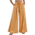 thumbnail image 3 of IMENGL Casual Cropped Pants for Women Soft Summer Striped Straight Elastic Waist Trousers Loose Women's Wide Leg Pant,M-XXL, 3 of 7