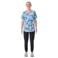 thumbnail image 3 of 100 Acre Snow Day Women's V-Neck Print Scrub Top, Sizes XS-3XL, 3 of 5