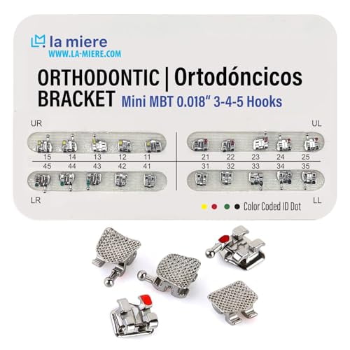 20PCS Teeth Model Braces, Typodont Brackets, 0.018 Slots 3-4-5 with Hooks 20pcs/Pack, (MBT, Mini) 1PK