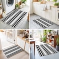 thumbnail image 4 of Entryway Rug 2'x3', Black Gray Striped Kitchen Runner Rugs Non-Slip Carpet Mats, Contemporary Minimalist Lines Art Bedside Rugs Runners Washable Floor Carpet for Bathroom Laundry Room, 4 of 8