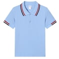 thumbnail image 4 of Kids Striped Polo Shirt Boys Girls Short Sleeve Button Closure School Uniform Causal Golf Soft T-Shirts, 110, 4 of 4