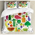 thumbnail image 1 of Vegetable King Size Duvet Cover Set, Healthy and Fresh Ingredients in Circle Vegetarian Yummy and Natural Food Theme, Decorative 3 Piece Bedding Set with 2 Pillow Shams, Multicolor, by Ambesonne, 1 of 3
