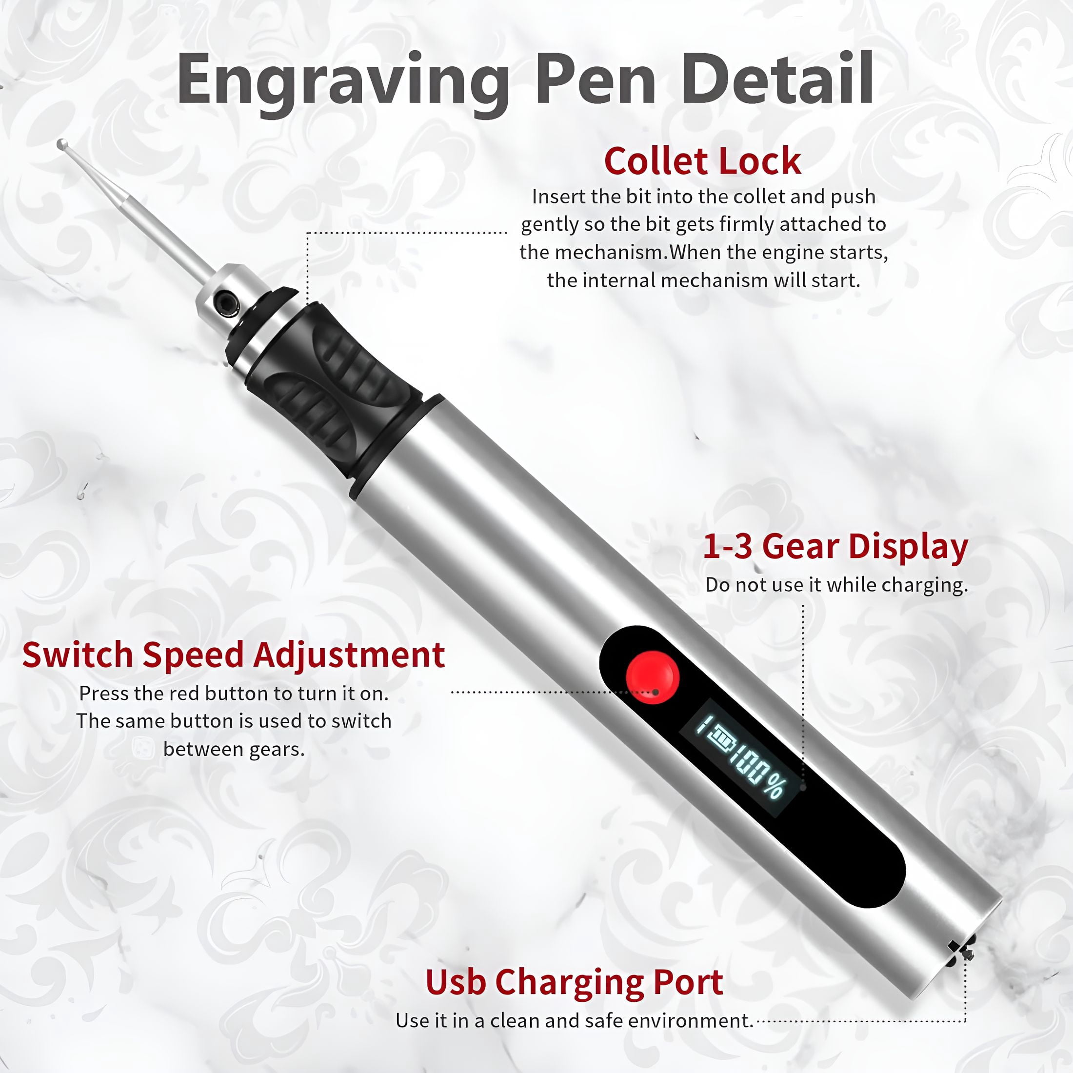 EXLEAF 2026 New Electric Engraving Pen with 30 Bits,Portable Engraving Pen Tool Kits,Diy Rechargeable Engraving Machine for Jewelry Wood Glass Stone Carving,Gold