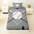 thumbnail image 3 of Erosebridal Boy Baseball Game Twin Sheet Sets, Cartoon Sport Bedding, Grey Navy, 3 Pieces, 3 of 5