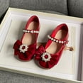 thumbnail image 7 of Otqutp Pageant Toddler Girls Dance Shoes Children Shoes Fashion Flat Casual Shoes Small Leather Shoes Girl Princess Shoes Flat Bottom Light Buckle Comfortable Cute Bow, 7 of 7