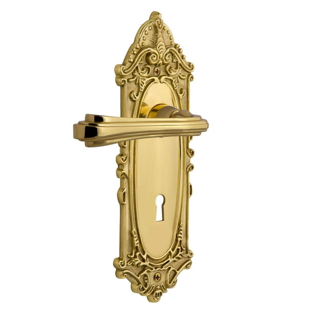 Nostalgic Warehouse Victorian Plate Single Dummy with Keyhole Fleur Lever in Polished Brass