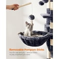 thumbnail image 3 of FEANDREA Árbol para gatos, torre grande para gatos, 64.6 pulgadas, centro de actividades para gatos con hamaca, canasta, palos de bola de piel extraíbles, condominio para gatos, gris ahumado, 3 of 6