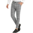 thumbnail image 5 of INSPIRE CHIC Men's Dress Plaid Slim Fit Flat Front Business Checked Trousers 36 Gray, 5 of 7