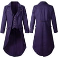 thumbnail image 2 of Halloween Costume, Victorian Overcoat, Long Trench Coat Vest, Set Victorian Gothic, Long Trench Coat With Vest Set Victorian Gothic Gentleman Overcoat Halloween Costume for Halloween Party, Purple S, 2 of 6