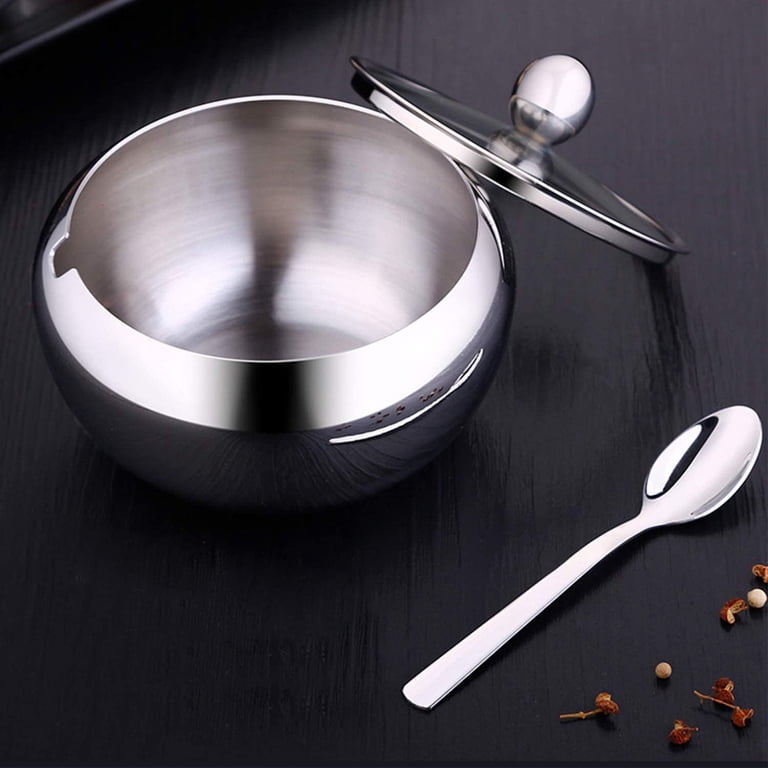 Somnr Large Stainless Steel Sugar Bowl with Glass Lid photo 4
