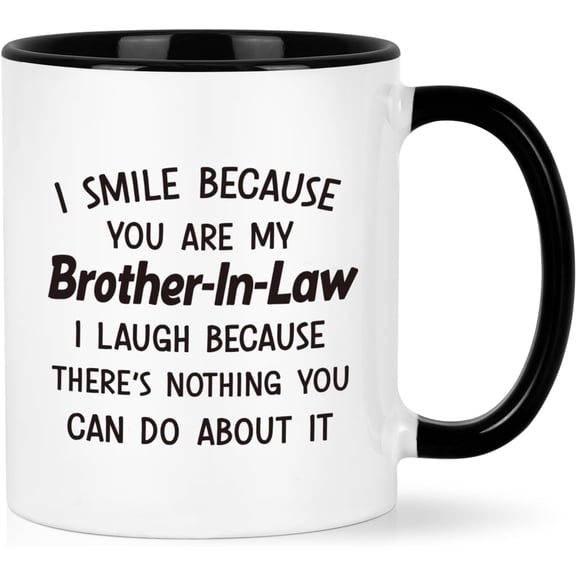 Cabtnca Brother-in-law Gifts, I Smile Because You're My Brother-in-law 11 Oz Mug, Christmas Birthday Wedding Gifts, Funny Gift for Husband's Brother from Sister in Law