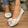 thumbnail image 2 of Womens Bowknot Ballet Flats Pointed Toe Comfortable Slip On Canvas Dress Shoes Casual Non Slip Walking Loafers White Size 6, 2 of 7