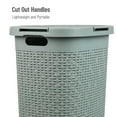 thumbnail image 4 of Mind Reader 60L Slim Laundry Hamper, Clothes Basket, Lid, Wicker Design, Plastic, Mint, 4 of 7