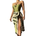 thumbnail image 2 of IDALL Tankini Swimsuits,Bathing Suit Halter Swimsuit With Beach Cover Up Wrap Skirt Print Bikini Set Two Piece Bathing Suit Underwire Swimsuits,High Waisted Bikini Sets,Two Piece Swimsuit Green XL, 2 of 9
